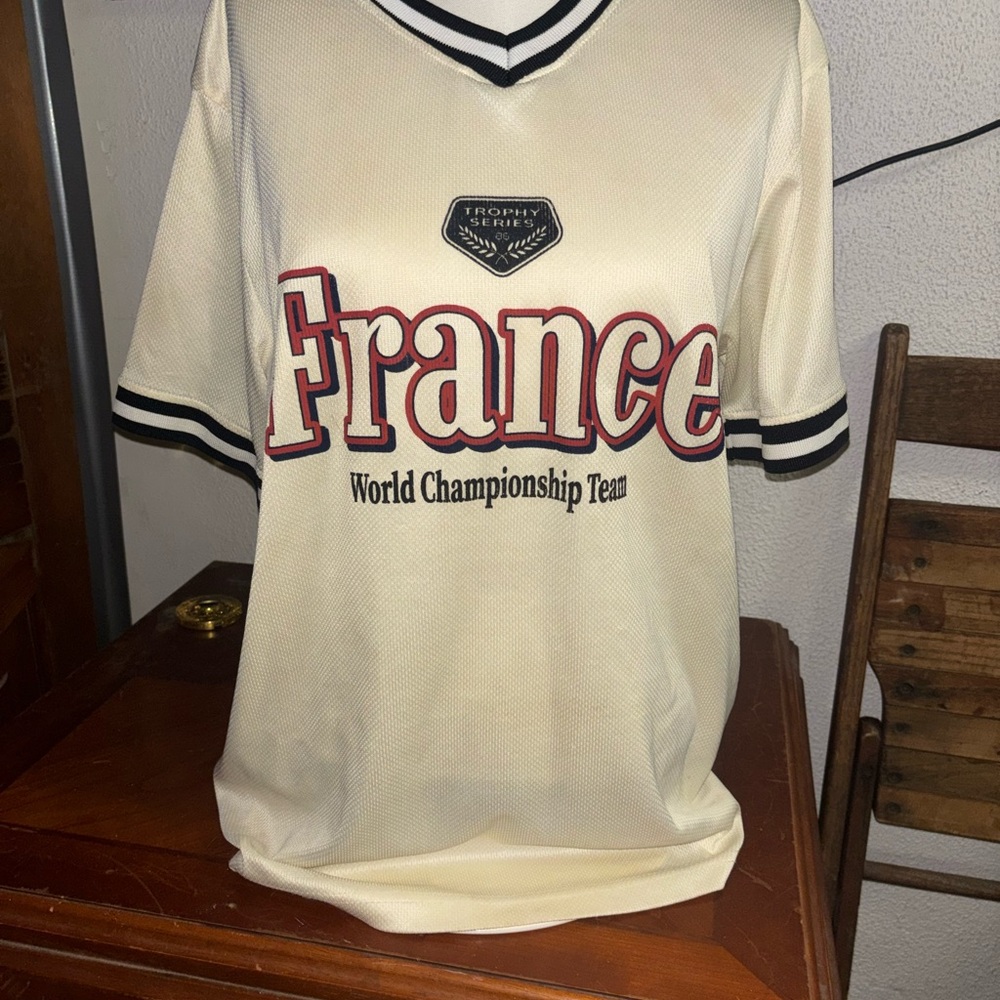 SHEIN Cream France World Championship Team Jersey with Black Trim